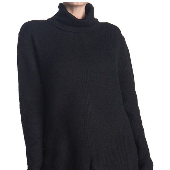 SWEET Romeo BNWT Black Abstract Ribbed Turtleneck - Picture 1 of 9